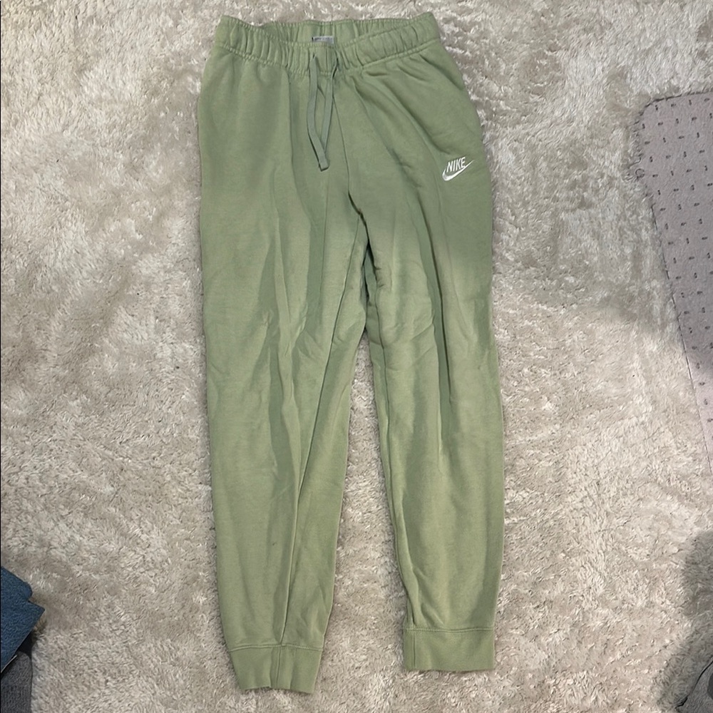 Nike Green Joggers with Elastic Waistband and Cuffed Ankles